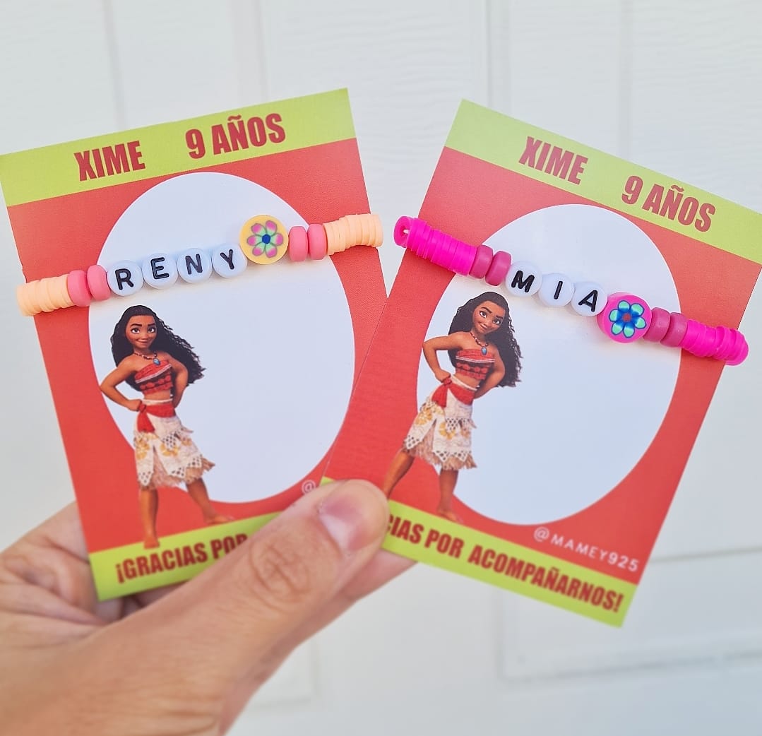 PAQUETE DE PULSERAS PERSONALIZADAS PARA FIESTAS INFANTILES