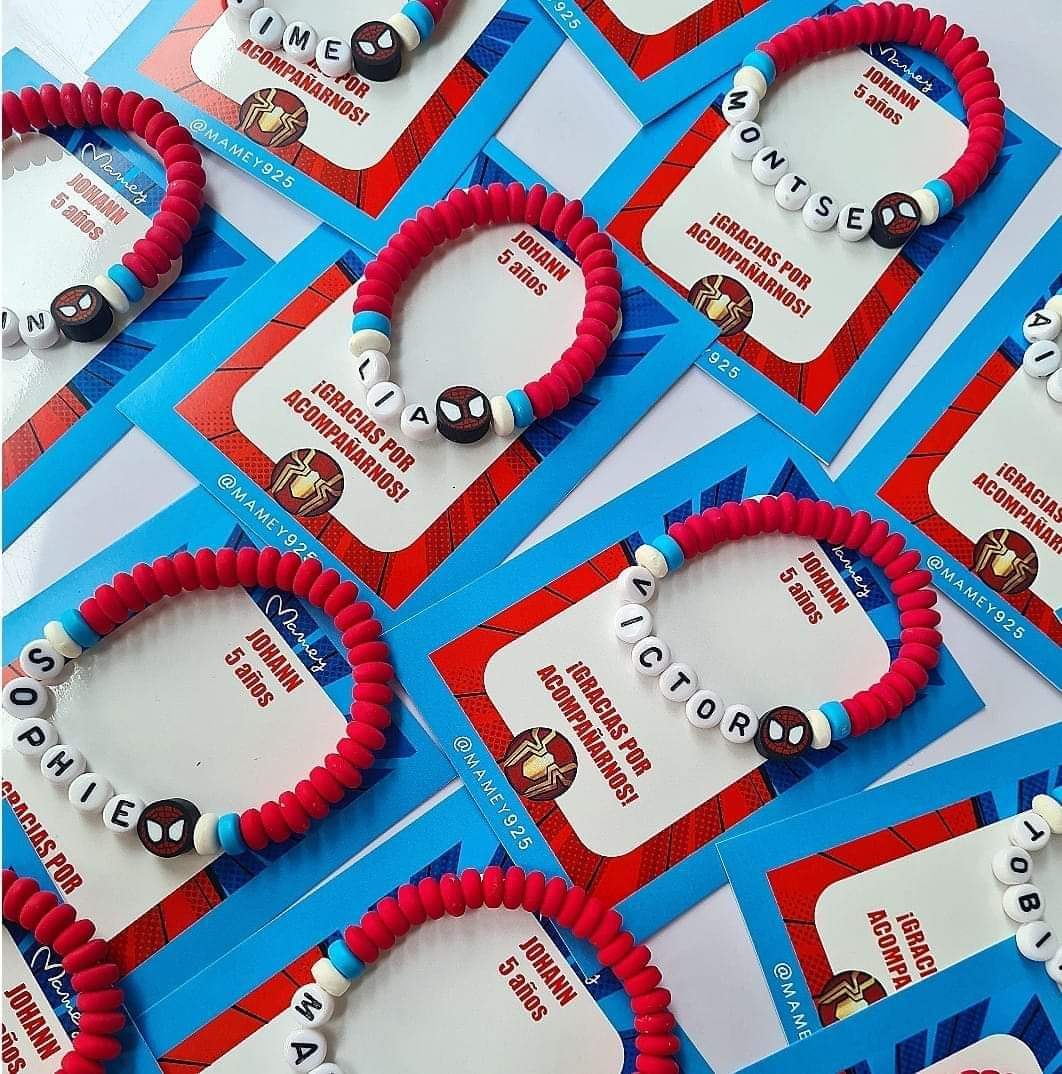 PAQUETE DE PULSERAS PERSONALIZADAS PARA FIESTAS INFANTILES