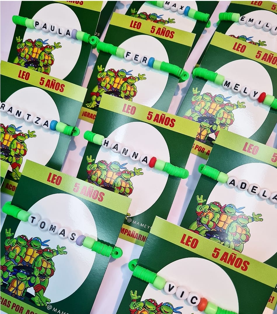 PAQUETE DE PULSERAS PERSONALIZADAS PARA FIESTAS INFANTILES