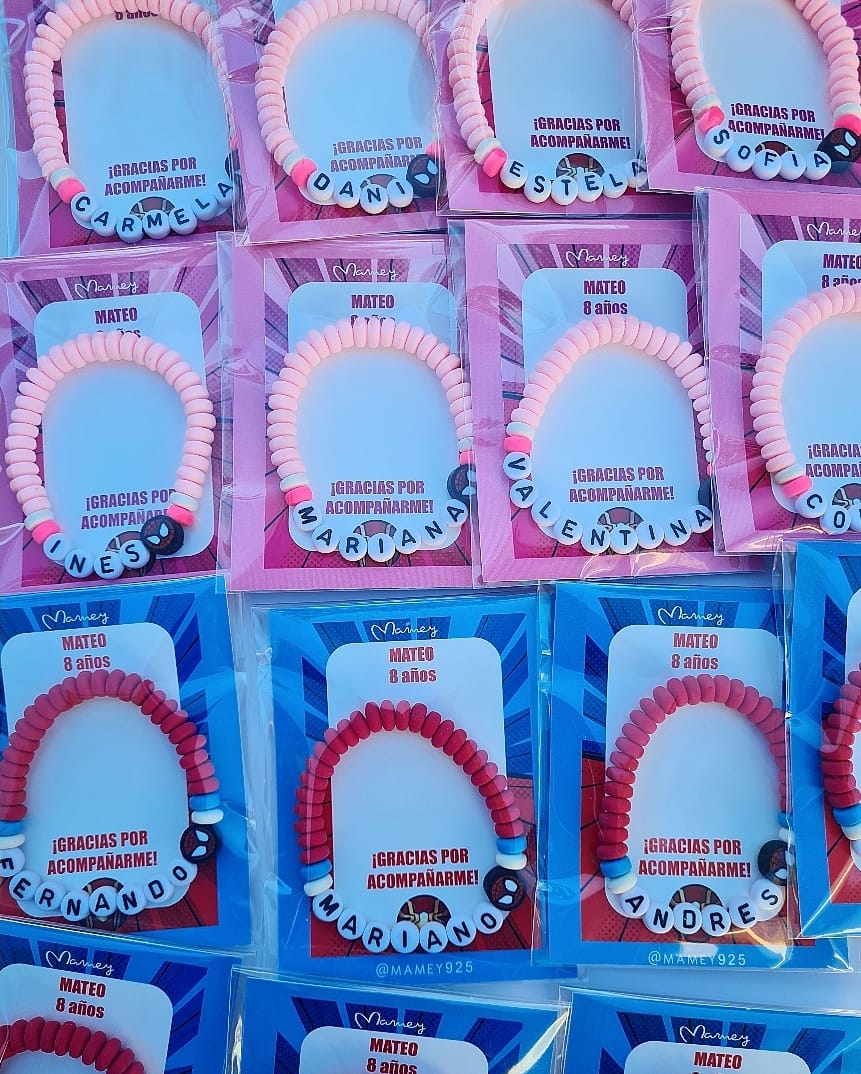 PAQUETE DE PULSERAS PERSONALIZADAS PARA FIESTAS INFANTILES
