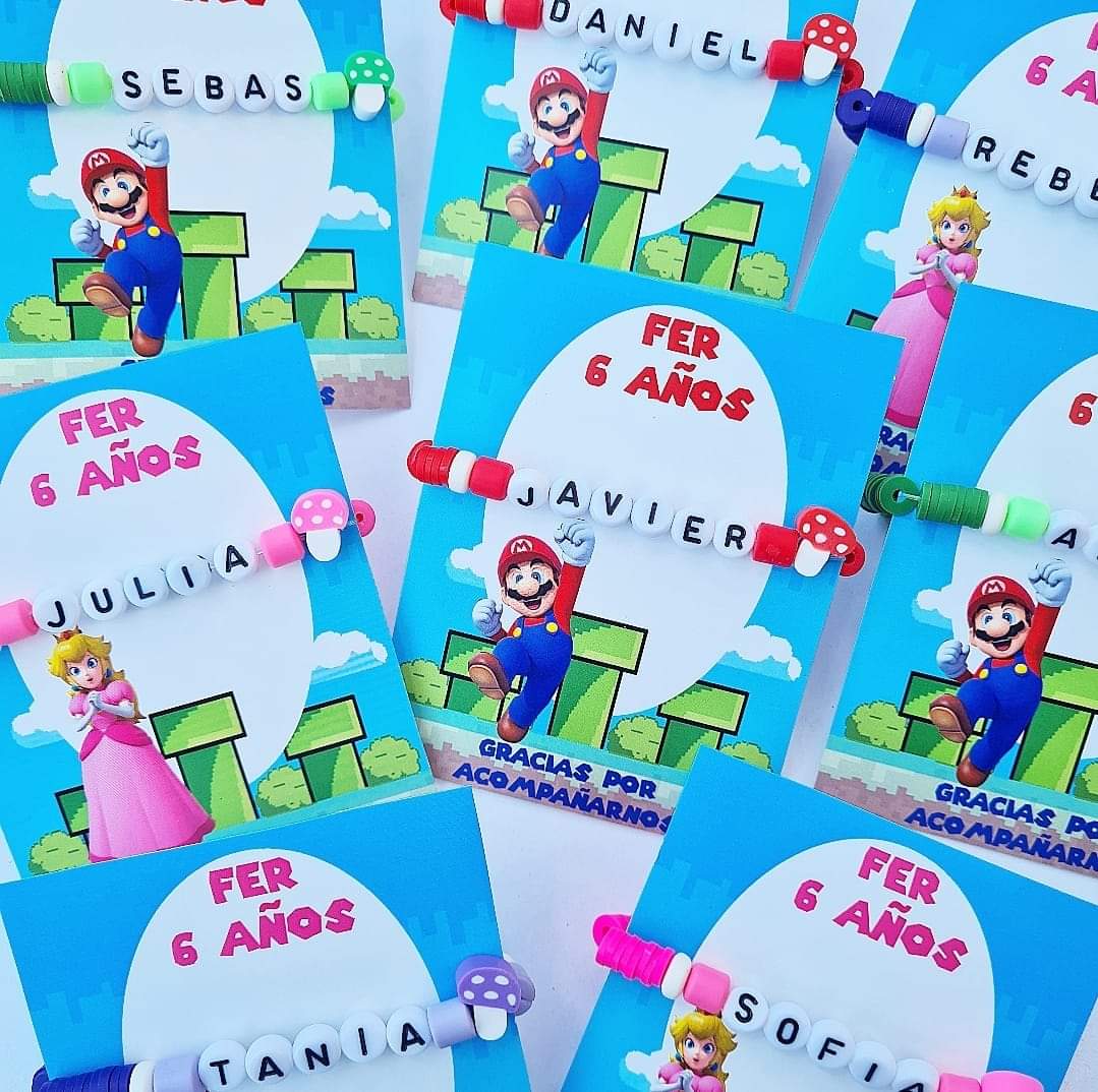 PAQUETE DE PULSERAS PERSONALIZADAS PARA FIESTAS INFANTILES