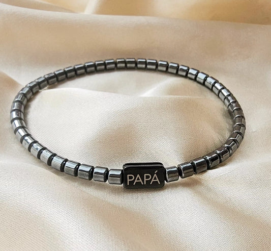 PULSERA PAPÁ HEMATITAS