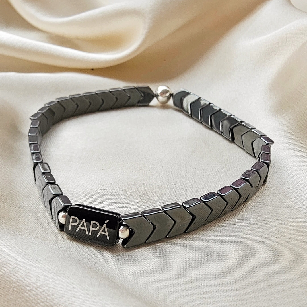 PULSERA PAPÁ HEMATITAS FLECHA