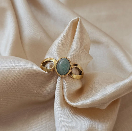 ANILLO AVENTURINA OVALADA