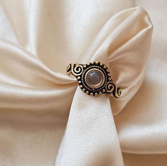 ANILLO CUARZO BLANCO PUNTEADO